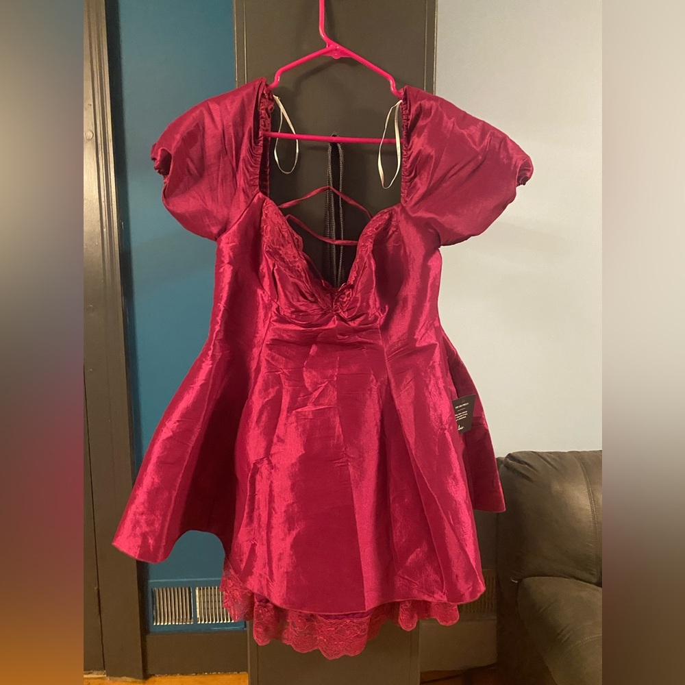 BNWT Women’s Magenta Satin Taffeta Babydoll Party Dress